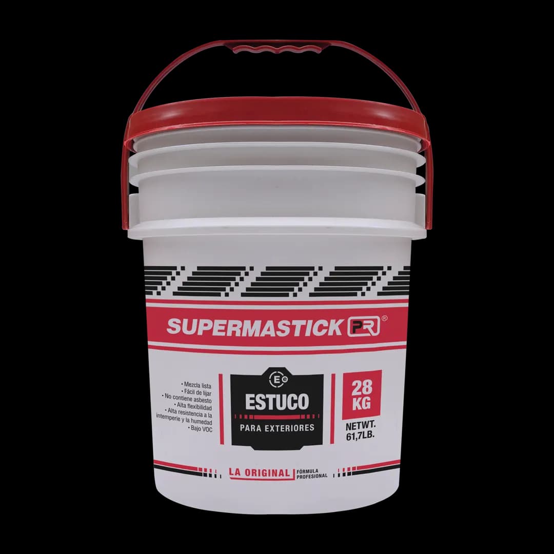 Estuco Supermastick para Exteriores en cubeta 61.7LB / 28KG